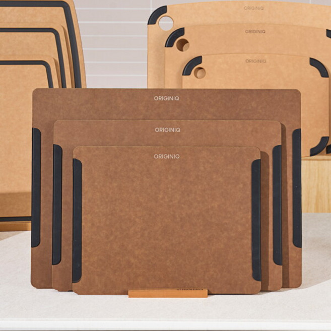 [오리지니크] 데일리 우드 원목 압축 도마 월넛 컬러 직사각 논슬립 3종 세트, 1세트, 상세페이지 참조