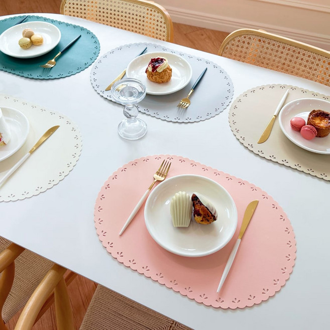 노아갤러리 방수 고급 식탁 가죽 테이블 매트 2p 45x30cm, 2개, 30x45, 핑크