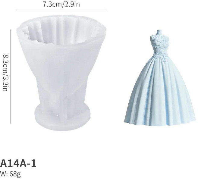 웨딩 드레스 양초 실리콘 몰드 수제 석고 아로마테라피 케이크 장식 공주 테마 장식용, 색상: 1. A14A-1