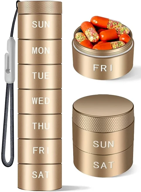 주간 7일 약통 휴대용 밀폐 알루미늄 합금 방수 용기 보관용