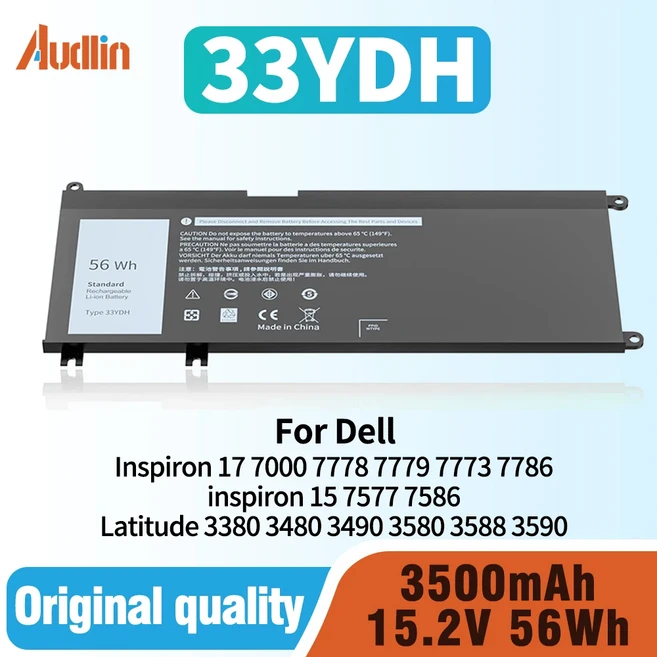 델인스피론 17 7000 7778 7786인스피론 15 7586 Latitude 3380 G3 G7 G5 5587 99NF2 33YDH PVHT1 용 배터리, 01 33YDH 15.2V 56Wh