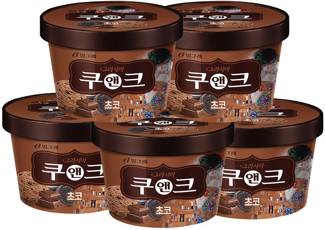 빙그레 투게더 그라시아 쿠앤크 초코, 5개, 750ml