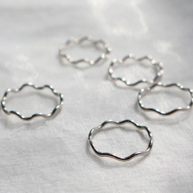 얇은링 (3호~25호)여리여리 실반지 레이어드 물결 은반지