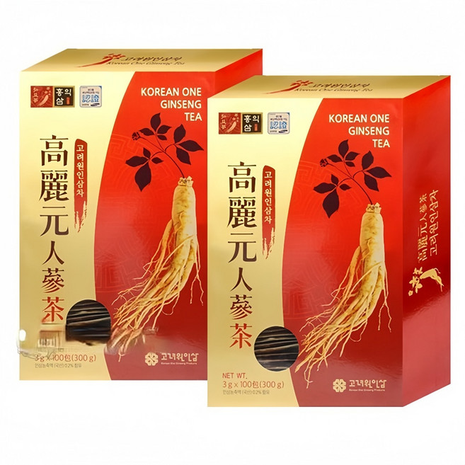 高麗元 韓國高麗人蔘茶 隨身茶包 即溶式, 2個, 韓國高麗人蔘茶2盒, 3g, 100個裝