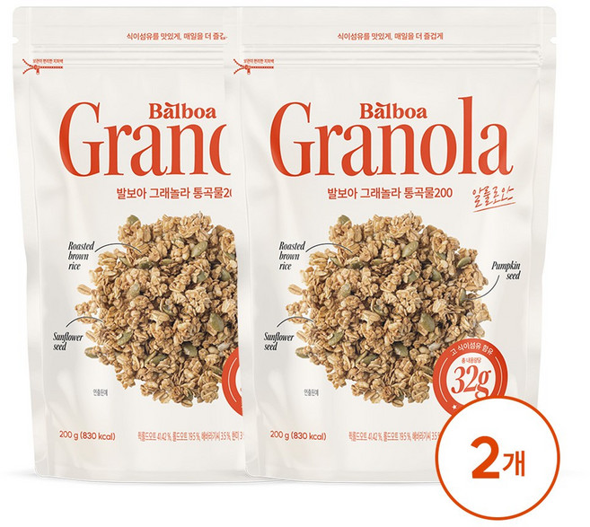 발보아 라이트 그래놀라 통곡물, 2개, 200g