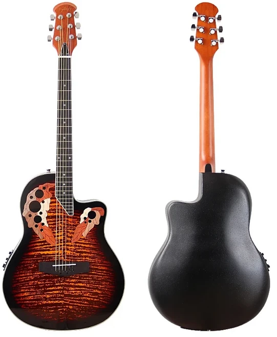 통기타 일렉트릭 어쿠스틱 기타 라운드 백 오베이션 모델 브라운 41 인치 컷어웨이 디자인 포크 6 현, [04] M6 Sunburst, 01 41 인치, 1개