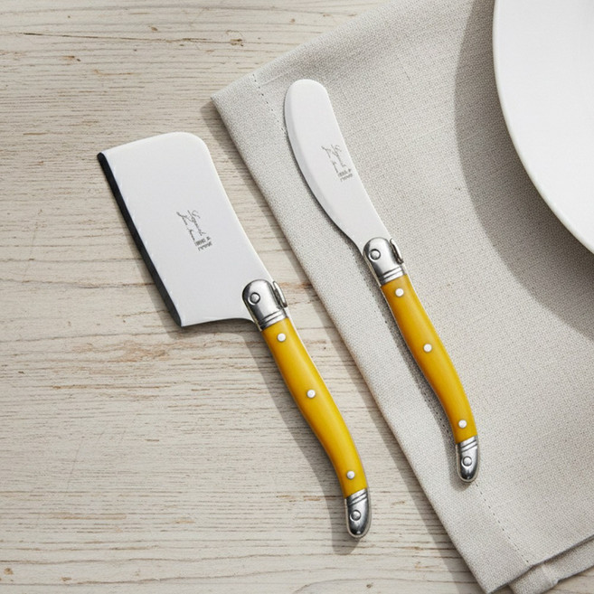 장네론 라귀올 버터나이프 + 치즈커터 세트, 1개, 옐로우
