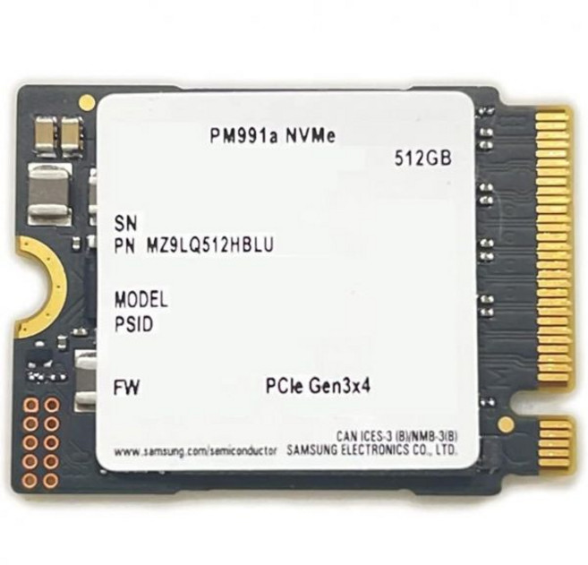 Samsung 512GB SSD M.2 2230 30mm PM991a NVMe PCIe Gen3 x4 MZ9LQ512Surface Pro Steam 데크용 HBLU 솔리드 스테