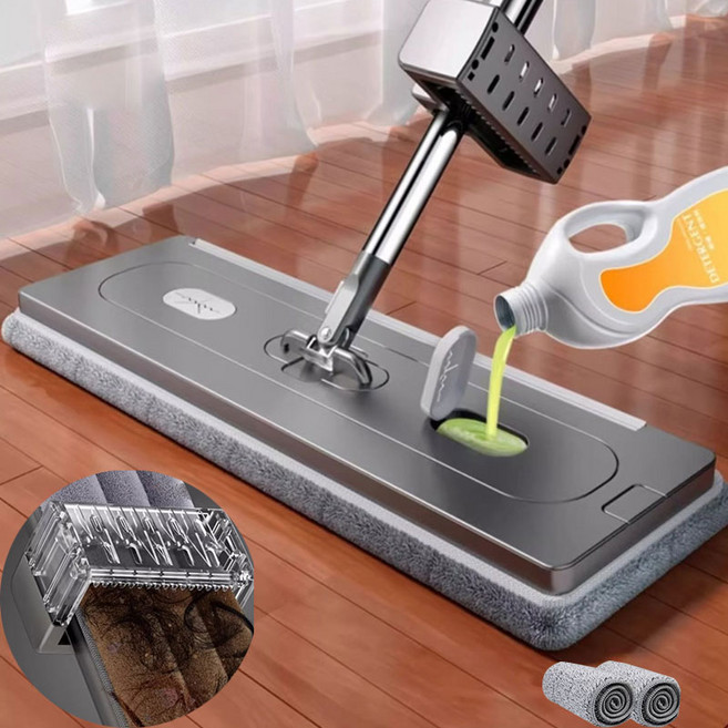 DANGZ 세제 투입 가능 슬라이드 밀대걸레 + 극세사 걸레 2개입, 1세트