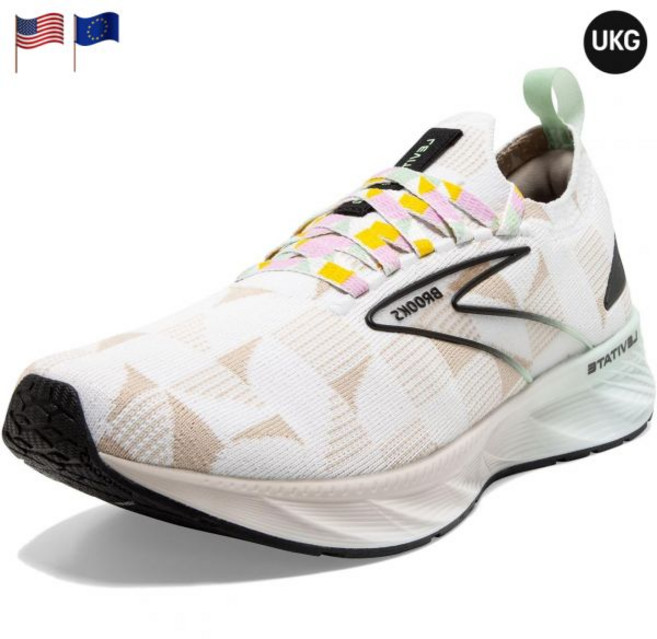 브룩스 남성 레비테이트 스텔스핏 6 뉴트럴 런닝화 화이트 실버 라이닝 그린