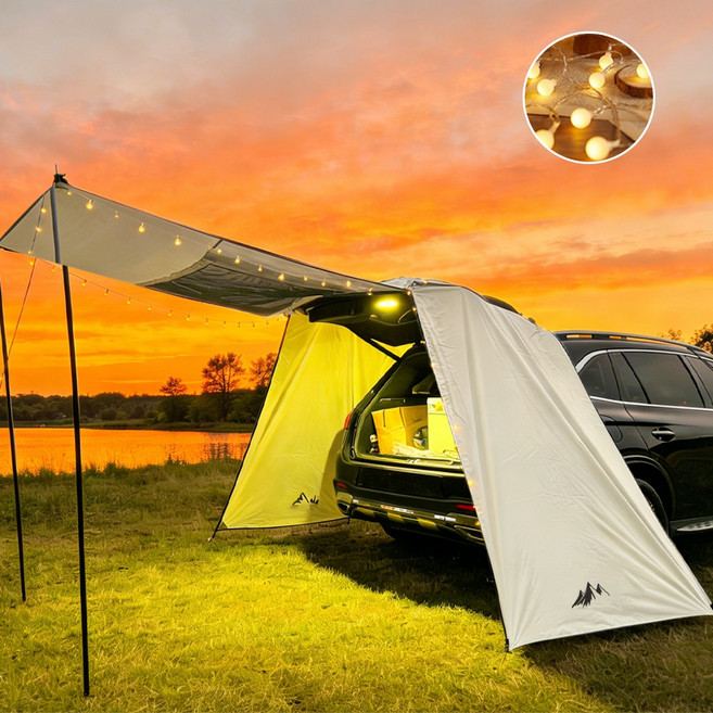 엠티링크 차박텐트 도킹쉘터 대형 캠핑 방수 꼬리텐트 그늘막 타프 대형 차량용 텐트, 3-4인용, 세트A 아이보리
