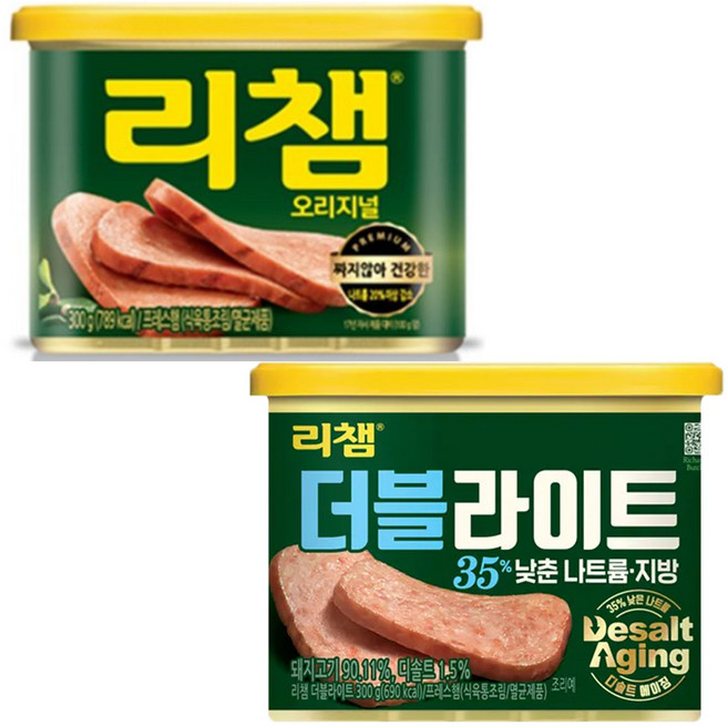 동원 리챔 300g 2종 리챔 오리지날3개 + 35% 낮춘 나트륨 지방 더블라이트 리챔 3개, 1세트, 1.8kg