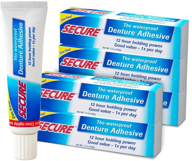 Secure 방수 의치 접착제 초강력 고정 40g 5개 - 쿠팡