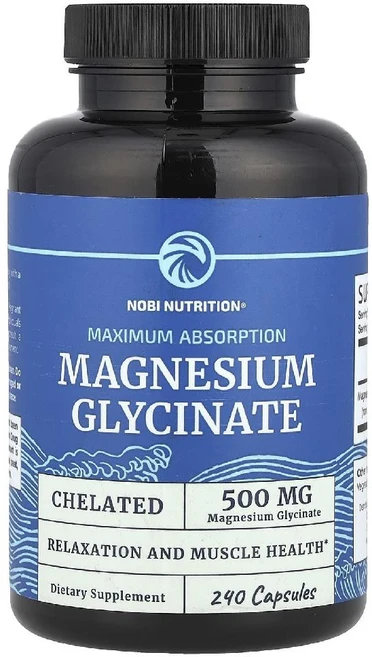 노비뉴트리션 킬레이트 마그네슘 500mg Magnesium Glycinate 캡슐 240정, 1개 - 쿠팡