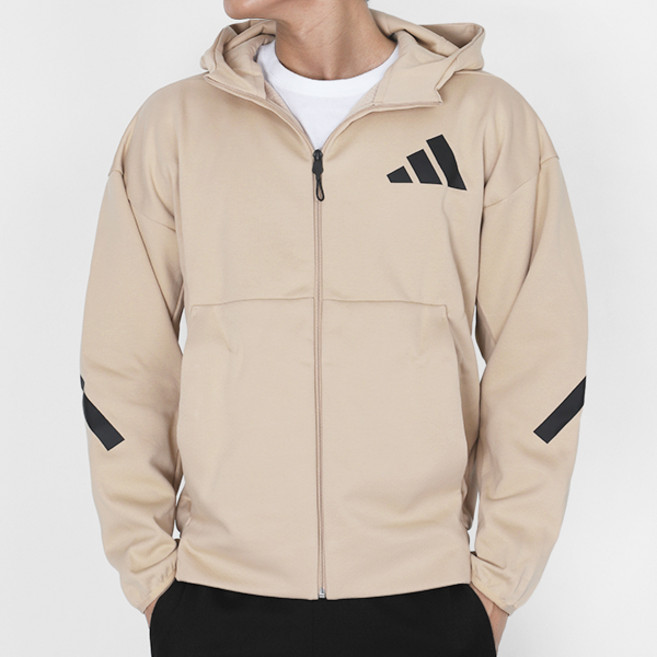 아디다스 트레이닝복 운동복 자켓 Z.N.E. 풀집 후드 트랙 Jacket 베이지-블랙 로고