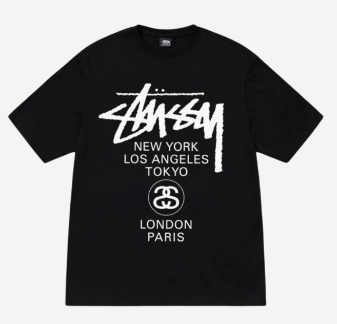 Stussy 스투시 월드투어 티셔츠 블랙 2025
