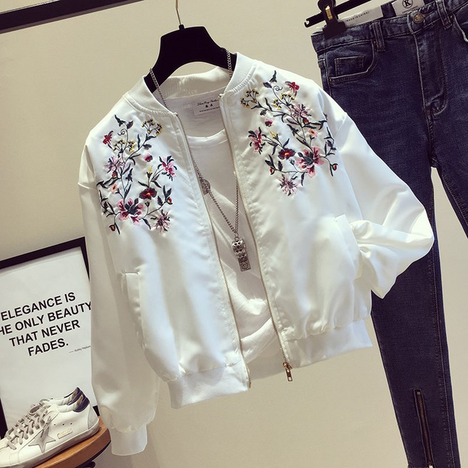 新款韓版春秋寬鬆外套學生短款百搭飛行員刺繡棒球服上衣女薄