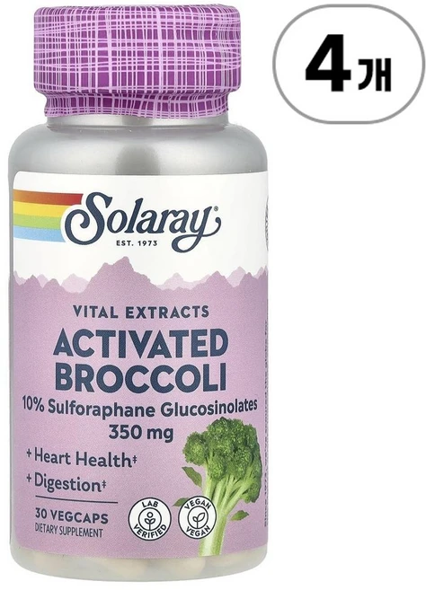 솔라레이 바이탈 익스트랙트 액티베이티드 브로콜리 Solaray Vital Extracts Activated Broccoli 30정, 4개 - 쿠팡