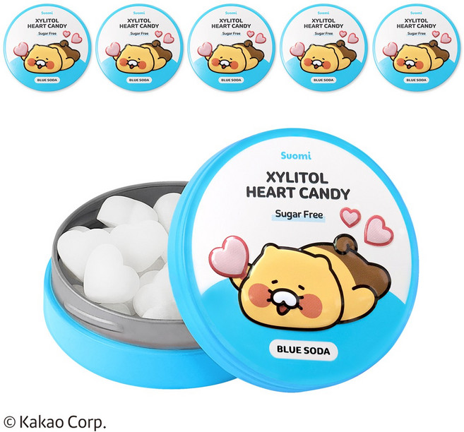 춘식이 자일리톨 하트 캔디 블루소다 핀란드 무설탕 사탕, 40g, 4개