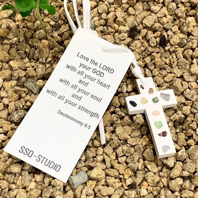 [국내제작] 우화석 차랑용 화이트 십자가 - (선물용/차량걸이/장식용/키링), 1개, 우화석 십자가 - 소사이즈(차랑용/선물용)