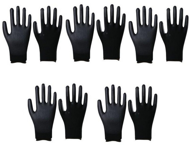 장갑 내열 화상방지 업소용 고온 튀김용 잘림방지 치킨, 1개, 블랙 PU 손바닥 코팅 M 5켤레