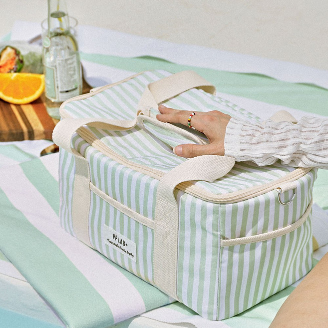 피피랩 아이스 소프트 쿨러백 가방 보냉팩 보냉백 피크닉 캠핑 도시락 이유식가방, 라임 그린