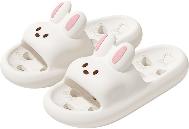 미로드 귀여운 토끼 미끄럼방지 고급 EVA 물빠짐 욕실화, 화이트, 1개