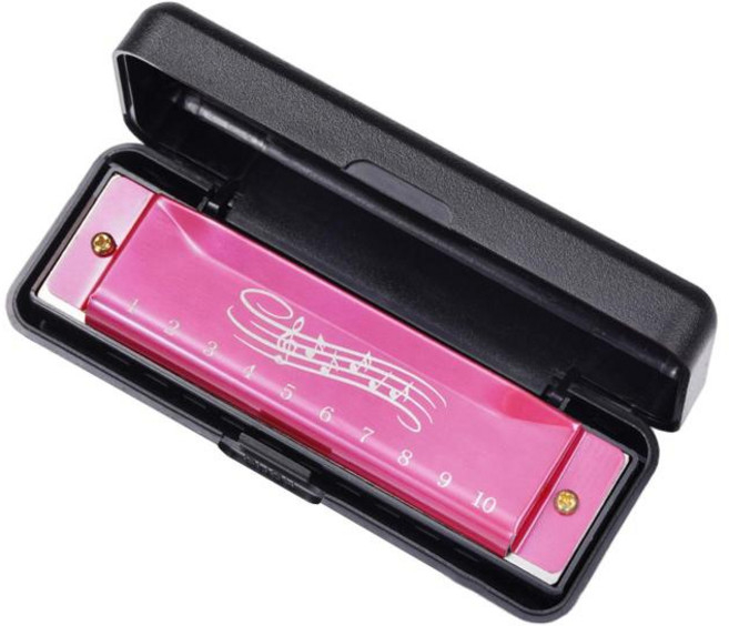 DAMMAIDDAO 입 오르간 악기 놀이 장난감 실용 휴대용 20 톤 10 홀 하모니카 게임 가족 파티 교실 유아용 어린이 하모니카, 104mmx28mmx19mm, ABS, 분홍색