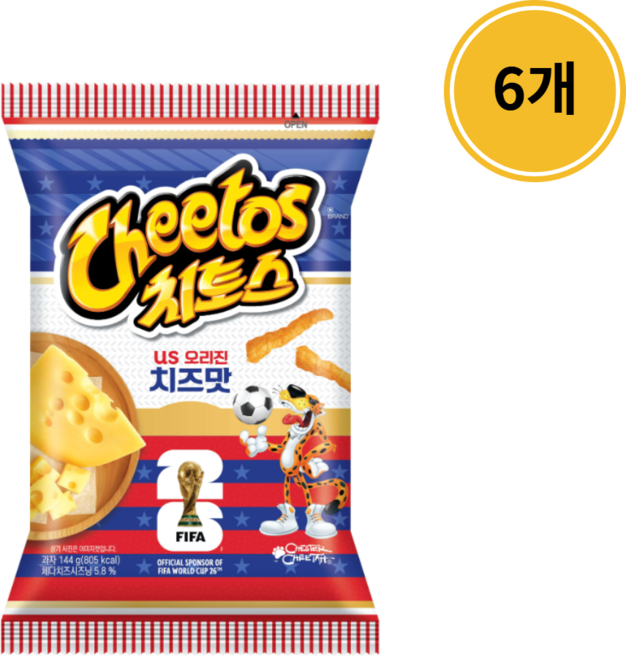롯데웰푸드 치토스 US 오리진 치즈, 6개, 144g