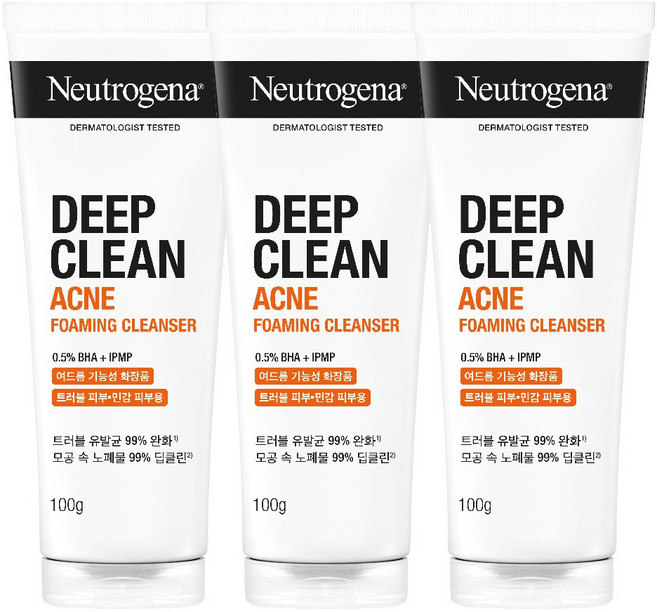 뉴트로지나 약산성 아크네 포밍 클렌저, 100g, 3개