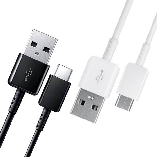 [HBG] 삼성 전용 1+1 USB C타입 고속 충전 데이터 통신 케이블 갤럭시 스마트폰 탭 북 호환, 2개, 검정+흰색, 2m