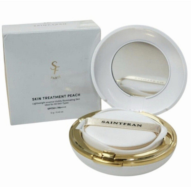 세인트프랑 쿠션 스킨트리트먼트 톤업 피치 팩트세트 (본품1개+리필1EA), 1개