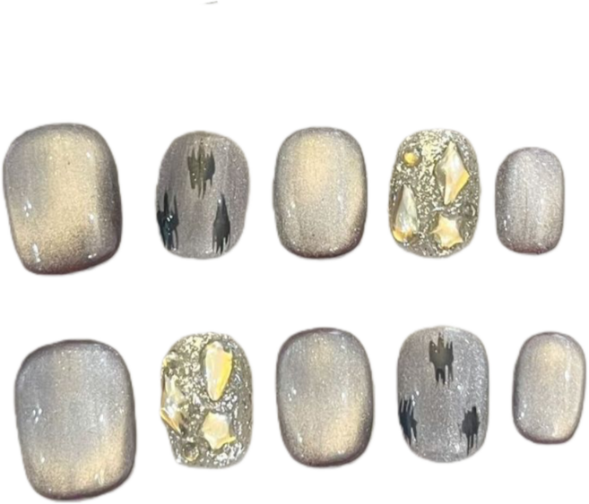 ins 자석젤 화이트 문라이트 숏 수제 네일팁 NT0135, 1개, L