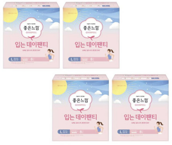 좋은느낌 입는 데이팬티 대형 8개X4팩(32개), 중형/레귤러, 8개입, 4개