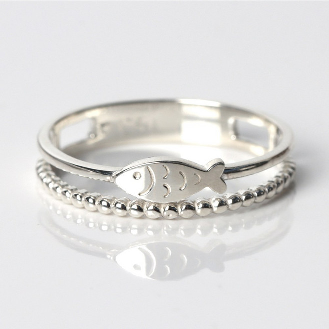 오로프 순은 925 보글 물고기 행운 재물 수능 소원 열손가락 가드링 반지 5호~23호 (S5513R)