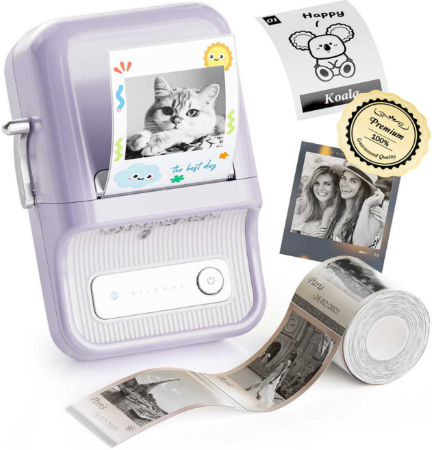 Niimbot B21포토(Pro) 듀얼컬러 라벨프린터, 1개, B21포토 퍼플 +사각화이트40x20