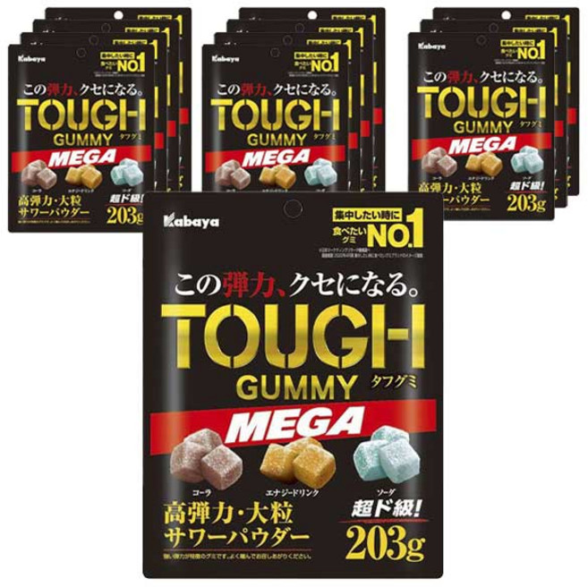 카바야 터프 구미 메가 콜라 + 에너지 드링크 + 소다, 203g, 12개
