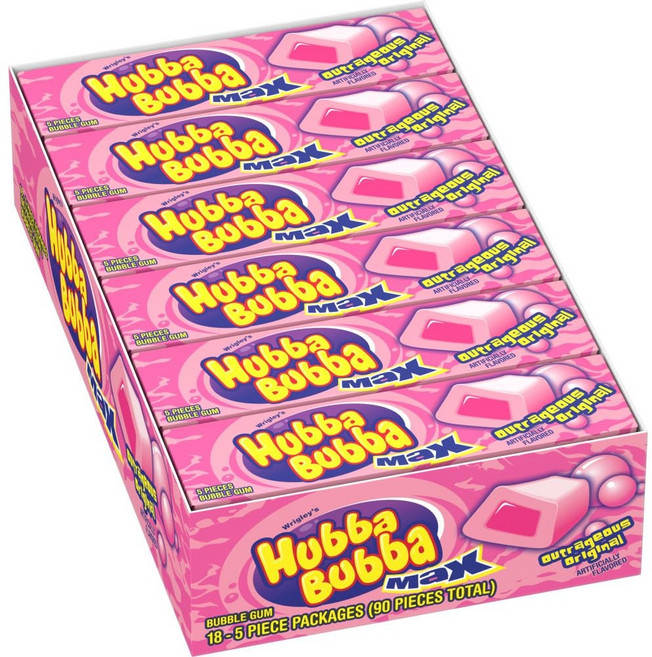 [18팩]Hubba Bubba Max Outrageous Original Gum 버블껌, 18개