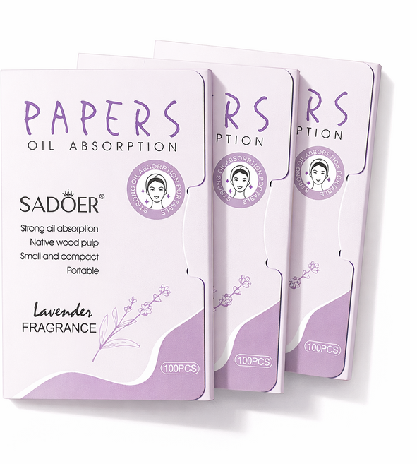 프리미엄 기름종이 유분 흡수 피지 제거 라벤더향기 블로팅 페이퍼 얼굴 번들거림 케어, 3개, 100매입