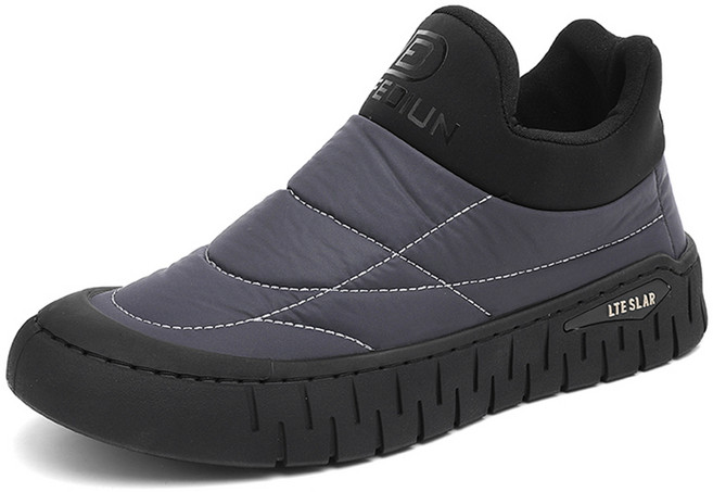 DarjinQD 남성 겨울 방한화 경량 방수 털 따뜻한 기모 슬립온 발편한 슬립온 부츠 작업화 워킹화 끈없는 운동화 트레킹화 남성겨울신발 A103