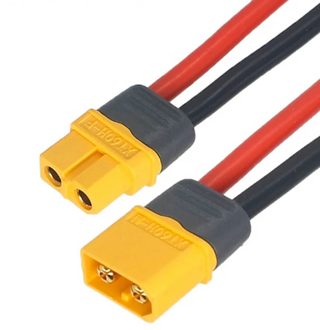 XT60H / 실리콘케이블 12AWG 길이 150mm / 보호캡포함 / 허용전류30A / RC 커넥터 / 암수옵션선택, XT60H (수잭) +12AWG (100mm), 1개 - 쿠팡