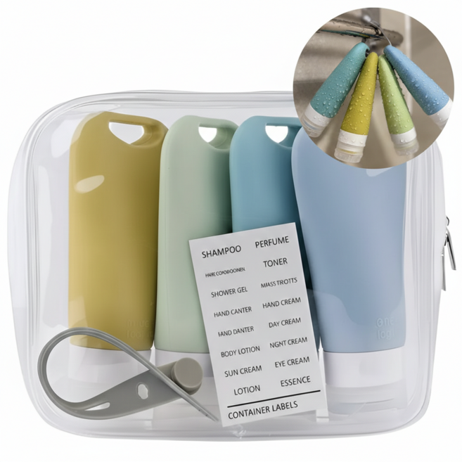 발렌타 새지 않는 고급 실리콘 공병 여행용 소분용기, 1세트, 혼합색상