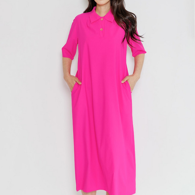 [디아스토리] 솔리드 카라 드레스 (AHMODF03) 핫핑크