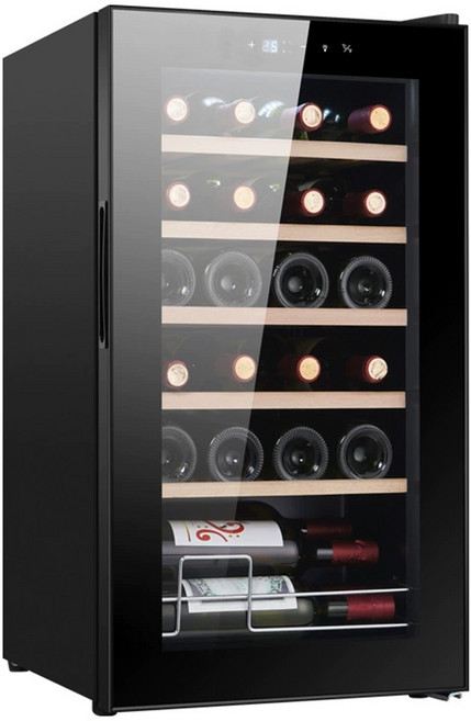 壓縮機酒櫃 110V 恒溫酒櫃 葡萄酒香檳24支風冷冰箱家用 櫸木層架, 1個, 櫸木層架 壓縮機製冷
