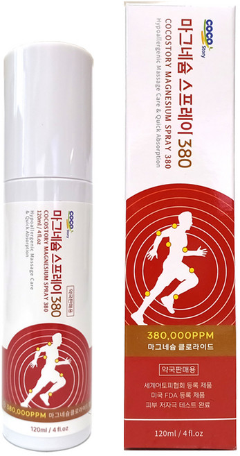 [코코스토리] 온열효과 마그네슘 스프레이 380 마그네슘 고함량 380 000PPM함유 120ml, 1개입, 1개