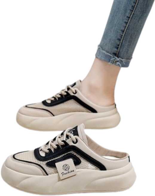 Modern Fashion 여성 볼넓은 통굽 메쉬 슬리퍼 발편한 뮬 운동화