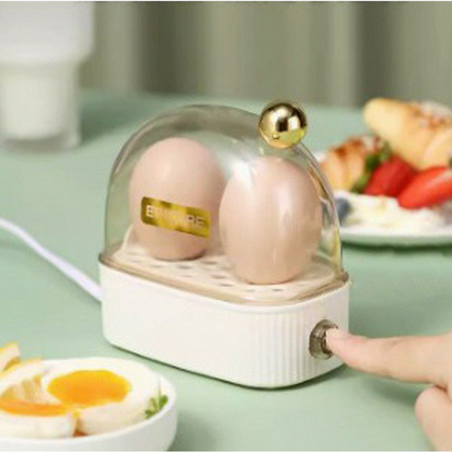 일본 2구 계란 반숙 기계 찜기, 아이보리 화이트 스팀 계란기