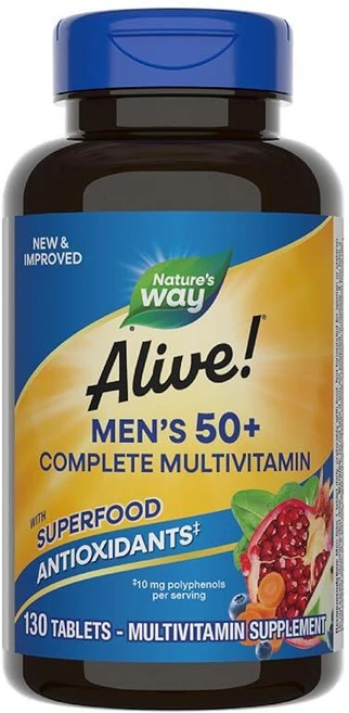 네이쳐스웨이 얼라이브 실버 포맨 종합 멀티비타민 130정, 130 Count (Pack of 1), 1개 - 쿠팡