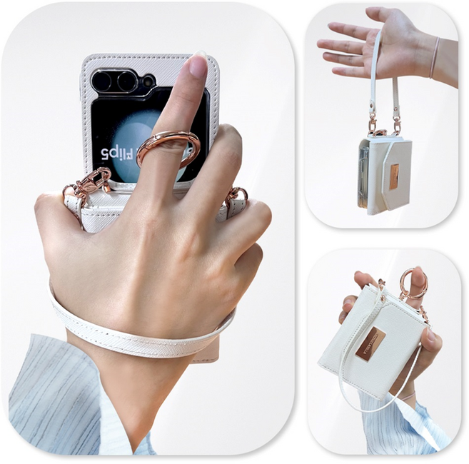 비너스 라벨라 사피아노 갤럭시Z플립3용 케이스/지갑형/카드수납/지폐수납/손가락링/스트랩줄포함