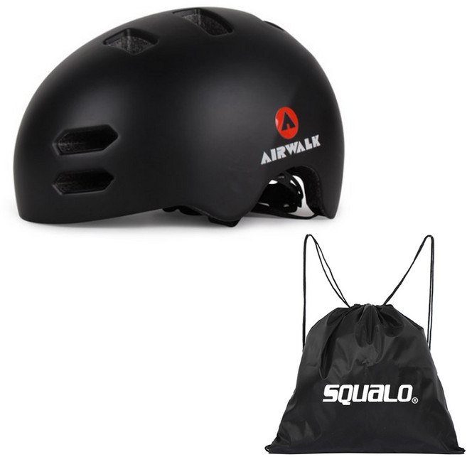 에어워크 어반 자전거 헬멧 MTV-26, 블랙+SQ헬멧주머니, 1개